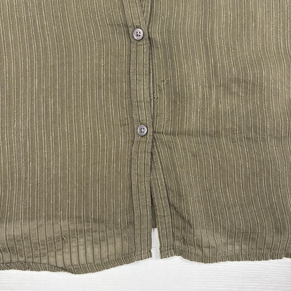 Ann Taylor LOFT Woven Striped Boxy Button Down Oversized Shirt Green Large - Picture 5 of 10